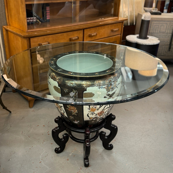 Vintage Fish Bowl Base W/44" Glass Top Dining Table