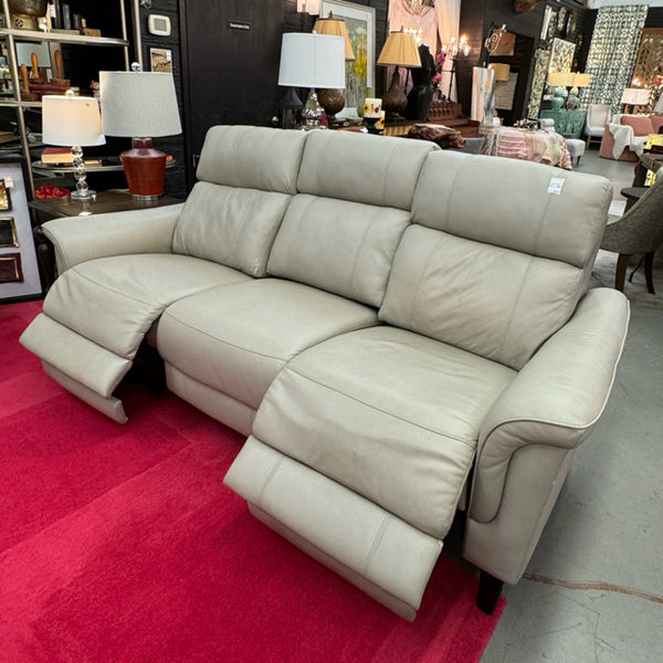 Avezzano Leather Reclining Dual Power Sofa, 85x40x43 AS IS