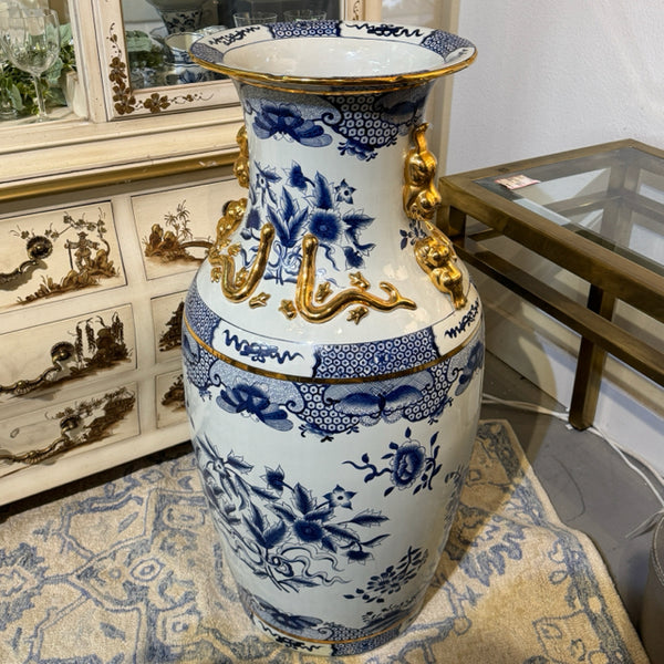 XL Blue & White Asian Vase 36"H