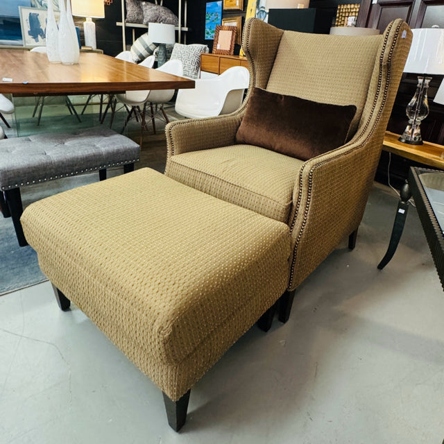 Huntington House Olive Wingback Chair W/Ottoman 30x40x45