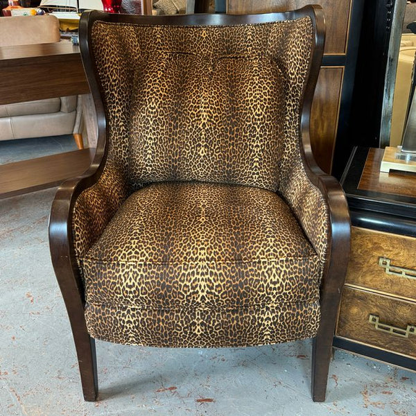 PAIR Highland House Leopard Wingback Chairs 28x34x40