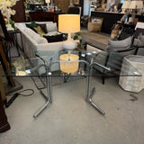 MCM Chrome Base Glass Top Dining Table 60x36x29  FINAL SALE