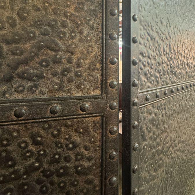 Solid Hammered Metal 4-Panel Room Divider 72x84
