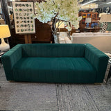 Traditional Channel Chesterfield Emerald Sofa 85x33.5x27