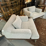 PAIR District Eight Salk Armchairs Charred Black Oak W/Concrete Acid Legs Paloma