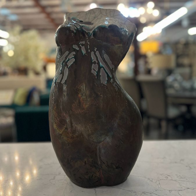 Signed Nude Raku Sculpture by Martin 17"H