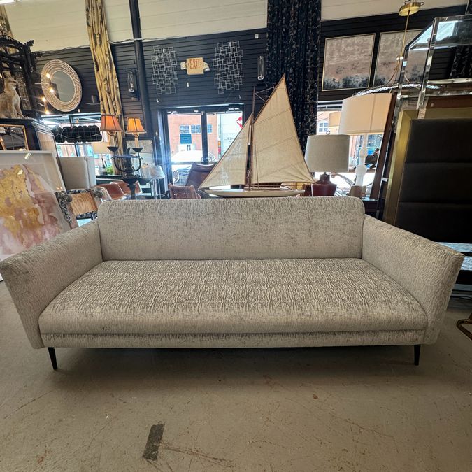 NEW Custom Gray Subtle Zebra Sofa W/Retro Lines 87x36x33