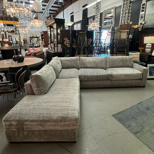 Custom Susan Semmelmann Gray & Cream Sectional 115"/104"Lx38"Dx34"H