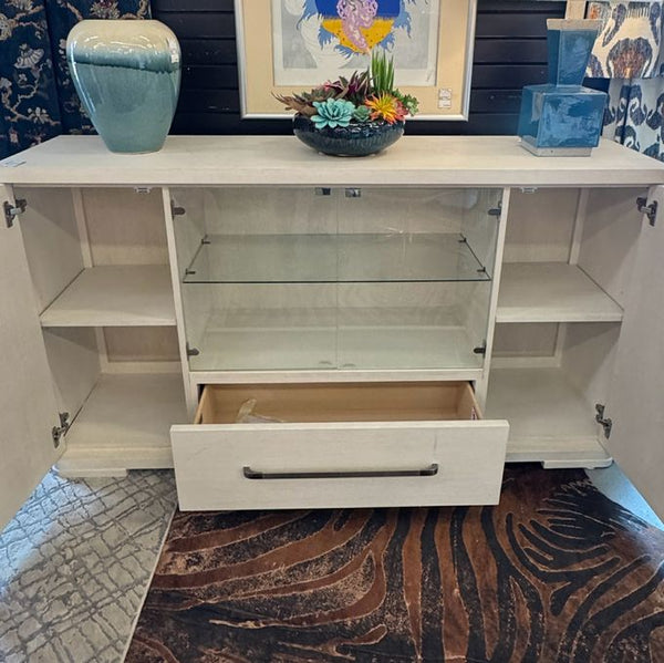 Havertys Rhodes Cascade Server W/Glass Center Doors 68x18x37 AS IS
