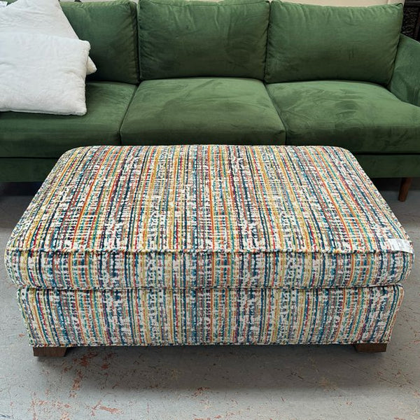Custom Confetti Fabric Upholstered Ottoman 42x25x16