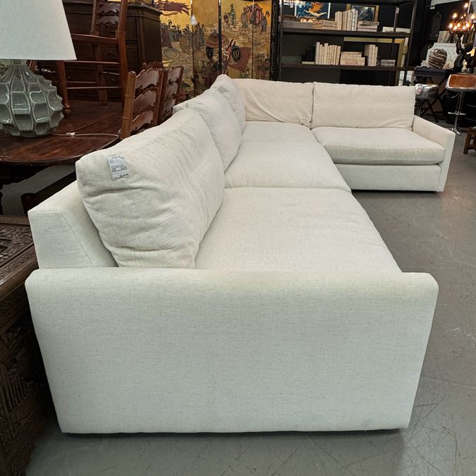 Arhaus Kipton Lg Plush Linen Nomad Snow 3-Pc Sectional 135X88x44D; 159" Dia