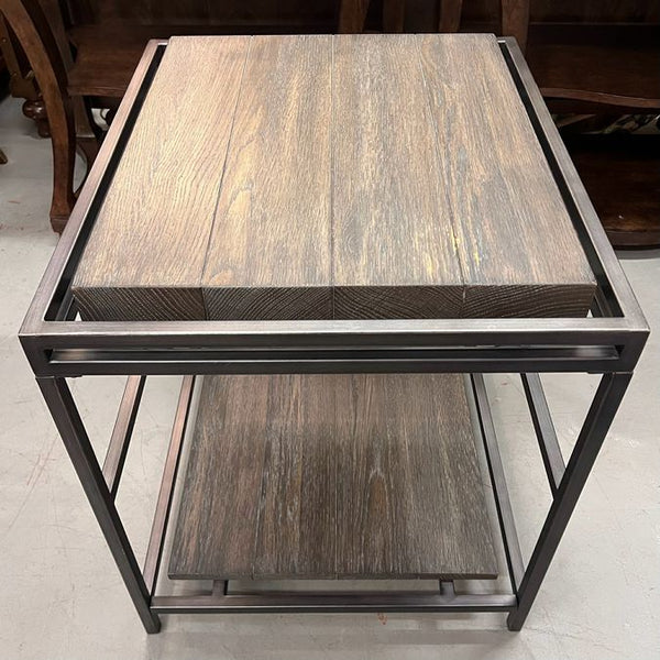 Hammary Farrel Gray Wood & Metal Side Table 26x22x24