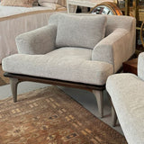 PAIR District Eight Salk Armchairs Charred Black Oak W/Concrete Acid Legs Paloma