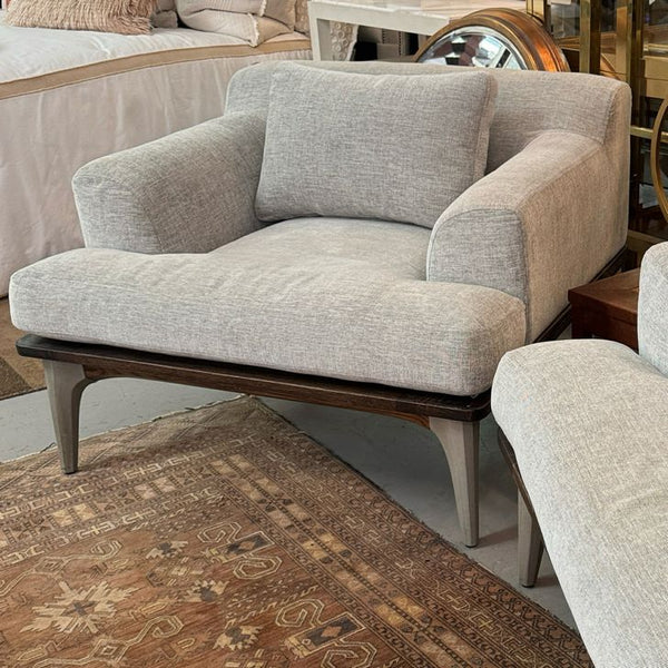 PAIR District Eight Salk Armchairs Charred Black Oak W/Concrete Acid Legs Paloma