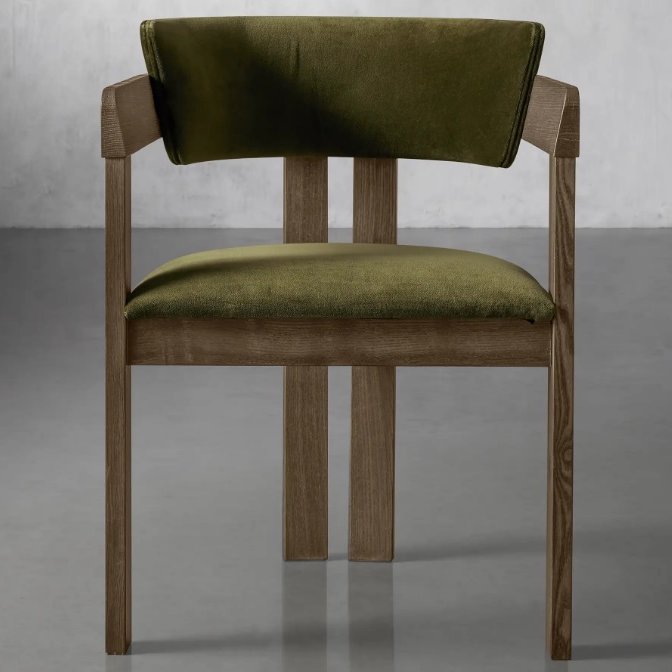 SET/4 Arhaus Rodin Vance Olive Arm Chairs 22x22x29.25