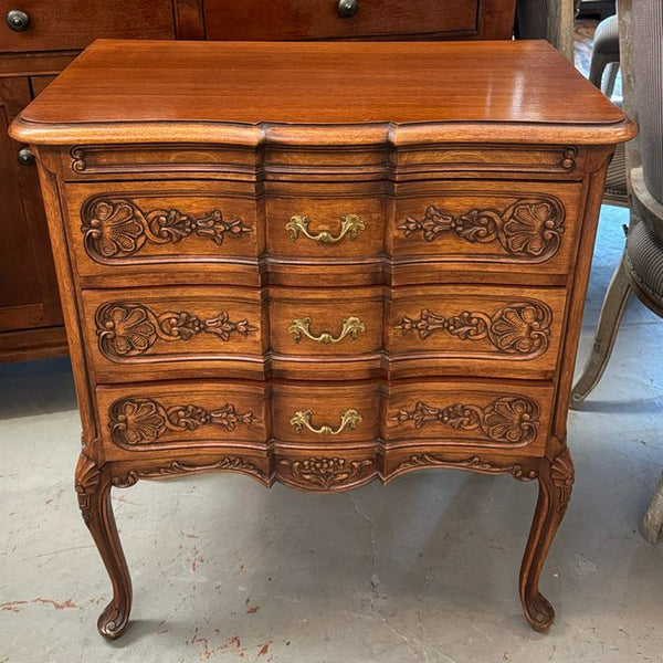 Antique/Vintage Louis XV 3-DrW Dark Oak Side Chest 28X16.5X33