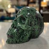 Ruby Zosite Skull Sculpture 5.25"H, 8.1 Lbs