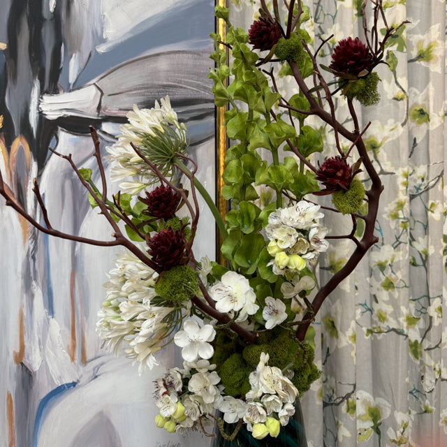 Botanical Mix Striped Vase W/Custom Floral Design 43"H (Vase 20"H)