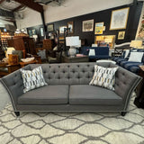 Ethan Allen Shelton Custom Gray Sofa W/Nailhead Trim 84x34x32