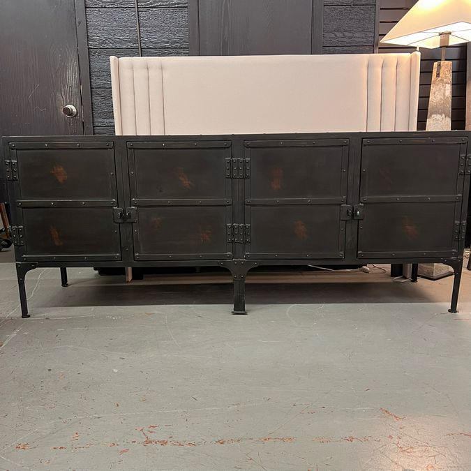 Butler Owen Industrial Chic 4-Door Metal Console Cabinet 76x20x31