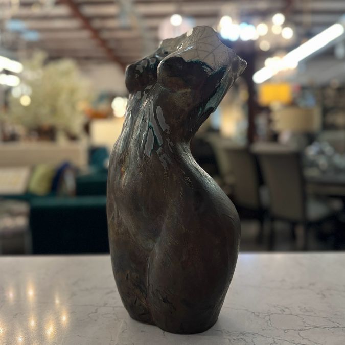 Signed Nude Raku Sculpture by Martin 17"H