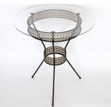 George Koch Sons Mid-Century Atomic Pierced Metal Table 20"Dx22.5"H