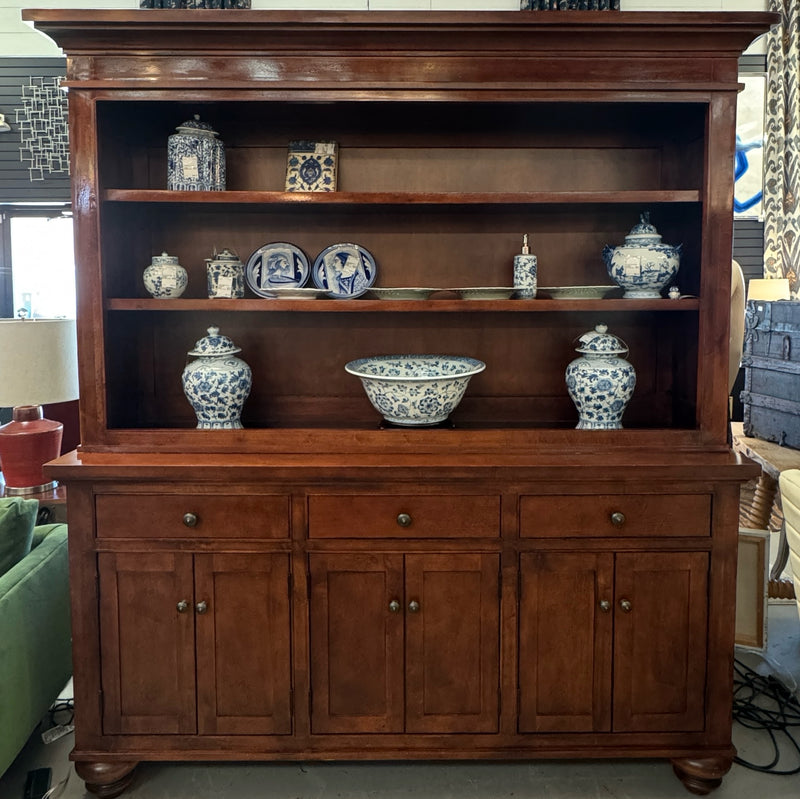 Solid Wood 2-Pc Credenza W/Hutch 74x19x84