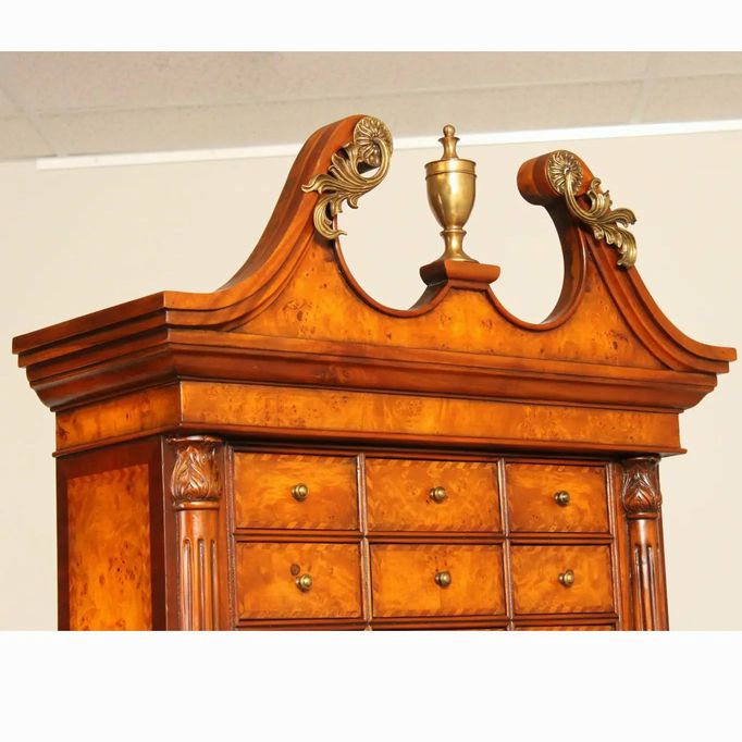Theodore Alexander Chippendale Style Burl Wood Secretary 31x20x88