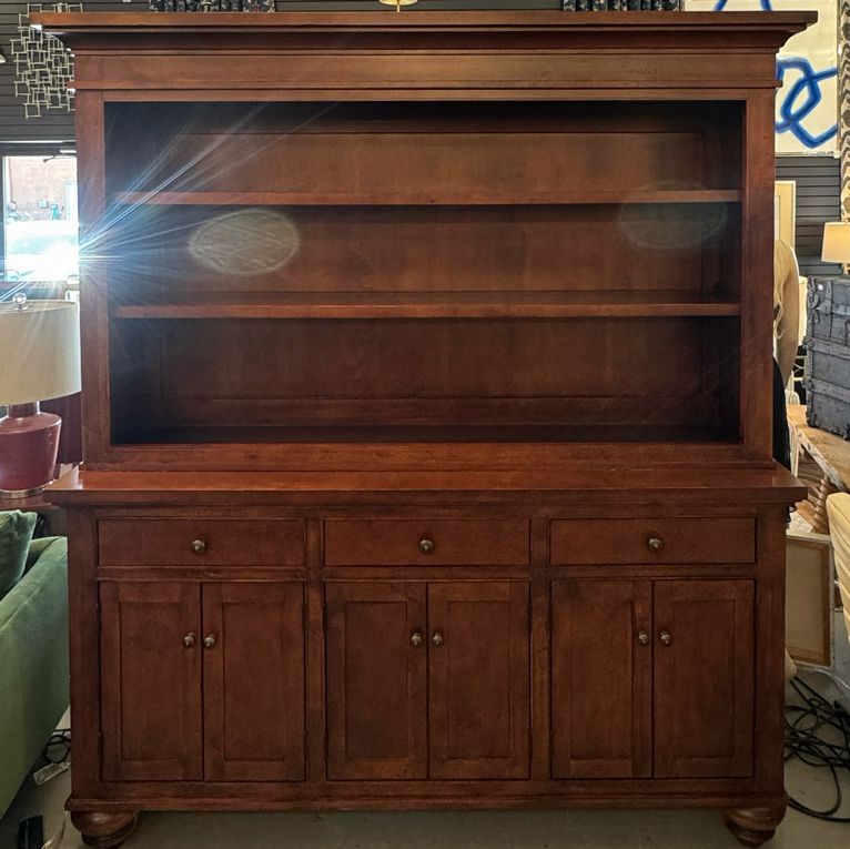 Solid Wood 2-Pc Credenza W/Hutch 74x19x84