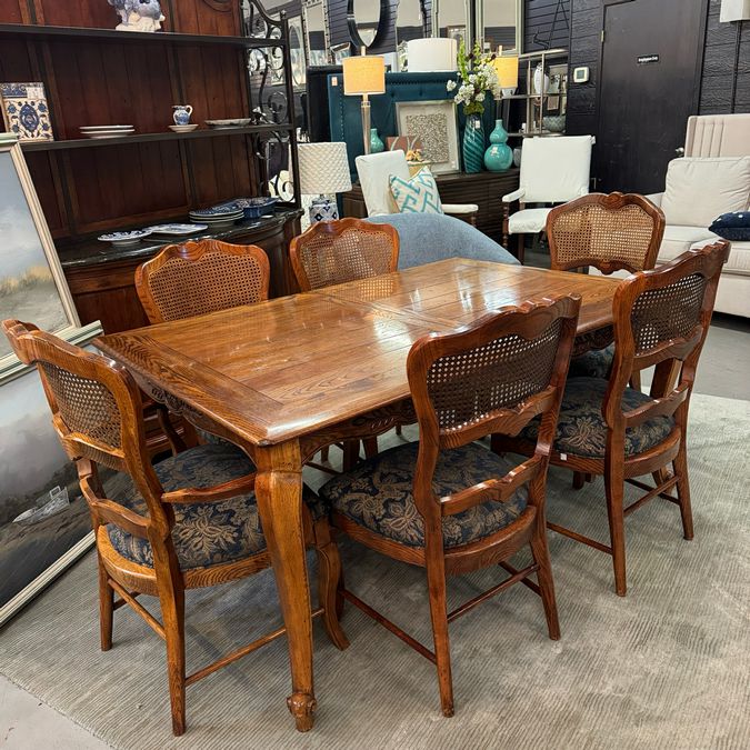 Vintage Century CF Oak Dining Table W/6 Chairs 63x43x30