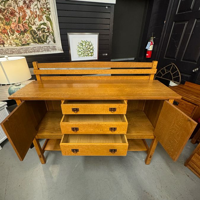 Warren Hile Arts & Crafts Oak Sideboard Early 20th C 60x21.5x26.5