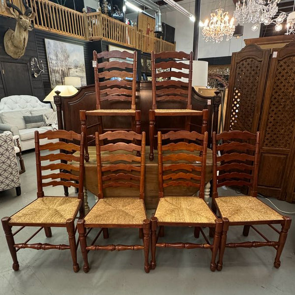 SET/6 Theodore Alexander Oak Jupe II Ladderback Chairs