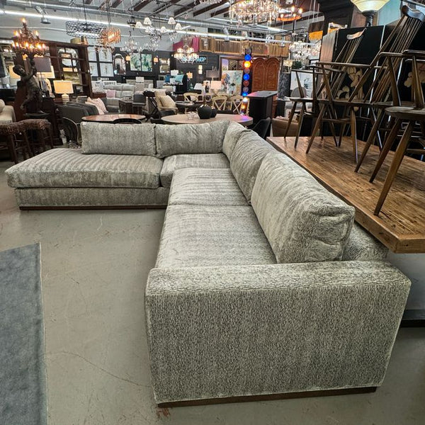 Custom Susan Semmelmann Gray & Cream Sectional 115"/104"Lx38"Dx34"H