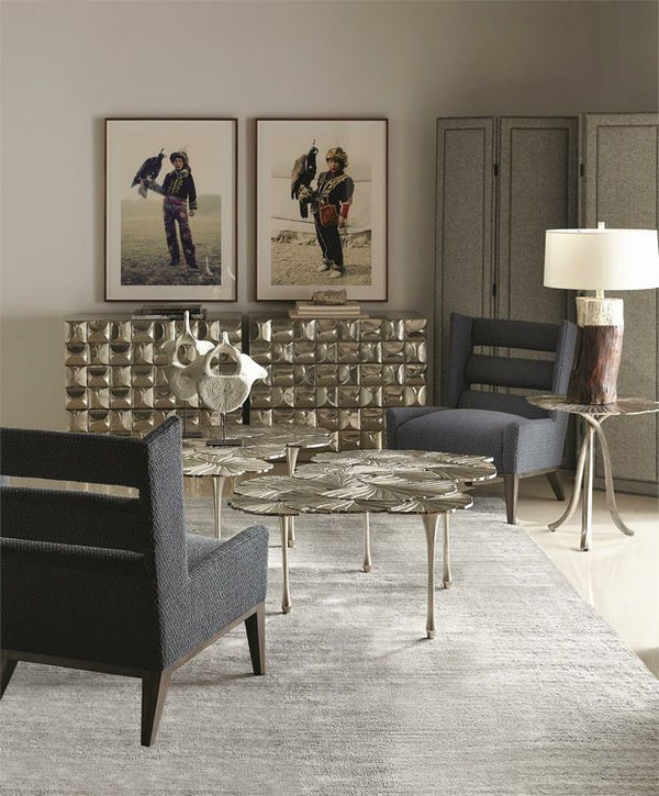 Bernhardt Anabelle Gingko Satin Nickel Finish Cocktail Table 54x36x18