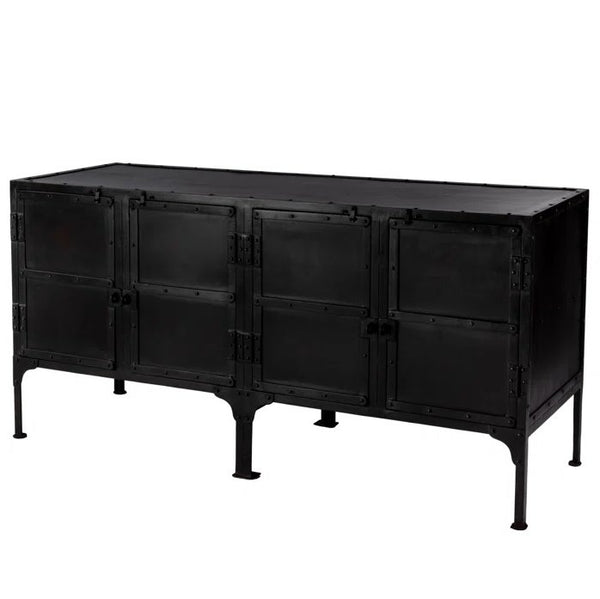 Butler Owen Industrial Chic 4-Door Metal Console Cabinet 76x20x31