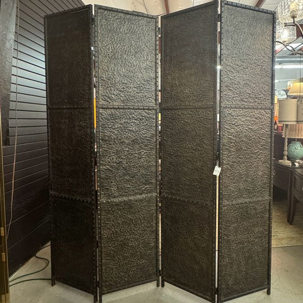 Solid Hammered Metal 4-Panel Room Divider 72x84