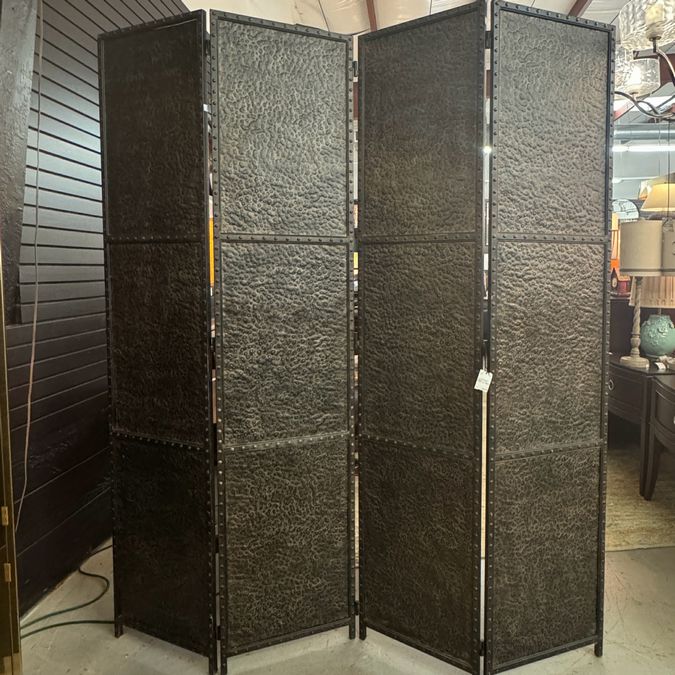 Solid Hammered Metal 4-Panel Room Divider 72x84