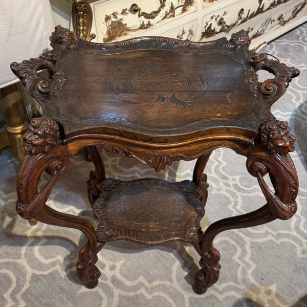 18th Century Carved Baroque Tray Table 27x20x27
