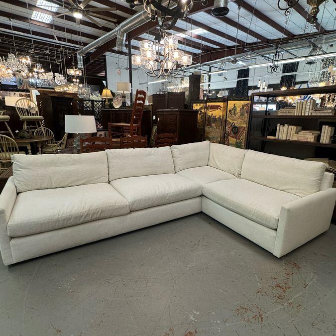 Arhaus Kipton Lg Plush Linen Nomad Snow 3-Pc Sectional 135X88x44D; 159" Dia