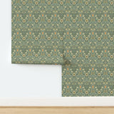 William Morris Spring Thicket on Teal Wallpaper, 9- 2'x9' Pre-pasted Rolls
