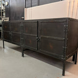 Butler Owen Industrial Chic 4-Door Metal Console Cabinet 76x20x31