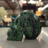 Ruby Zosite Skull Sculpture 5.25"H, 8.1 Lbs