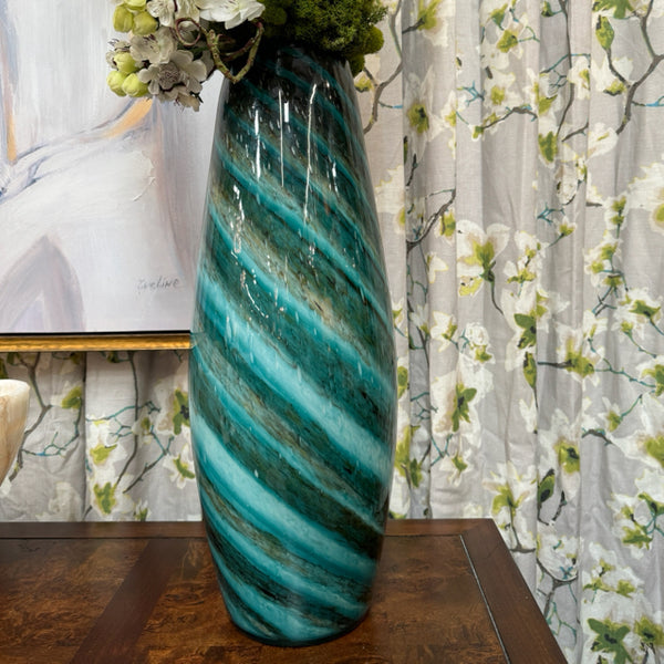 Botanical Mix Striped Vase W/Custom Floral Design 43"H (Vase 20"H)