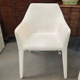 PAIR Bonaldo Tip Toe White Leather Arm Chairs 24x22.5x34