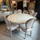 60" Bernhardt Mirabelle Dining Table W/6 Rest. Hardware French Cane Back Chairs