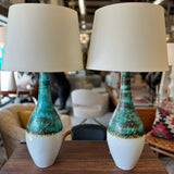 PAIR Arteriors Teal & White Reactive Glaze Lamps 41"H