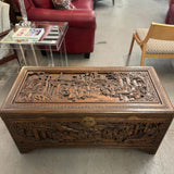 Early 19thC Chinese Carved Camphor Chest by The Original Majestic Co. Hong Kong