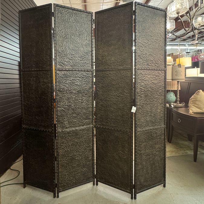 Solid Hammered Metal 4-Panel Room Divider 72x84