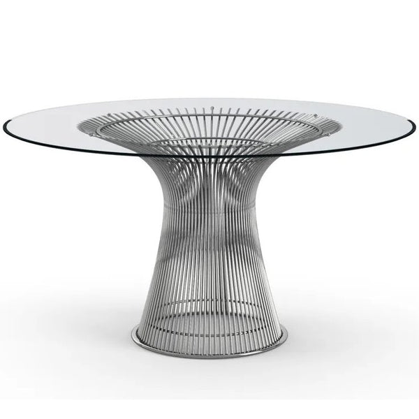 Warren Platner Glass Top Nickel Base Dining Table 54"Dia x 27.5"H