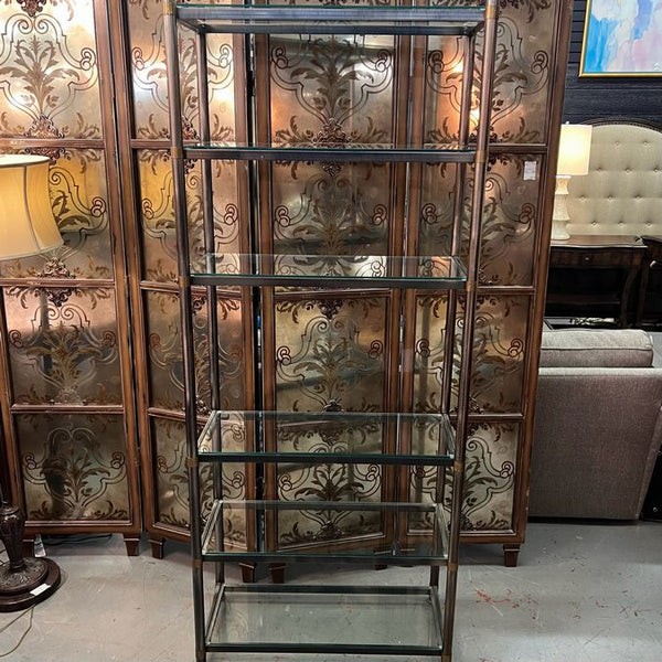 Transitional Brass & Pewter Etagere 39x12x79